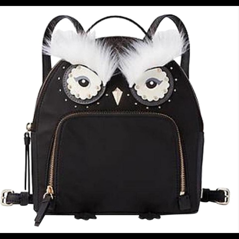 Owl Tomi Star Bright Black Nylon Backpack